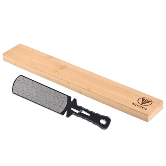 Powerful Magnetic Knife Strip Holder with Diamond Sharpening Plate, 100% Natural Bamboo, 16in/41cm Eco-friendly Magnetic Knives Strip for Wall, Utensils, and Tools, Easy No-Drill Installation