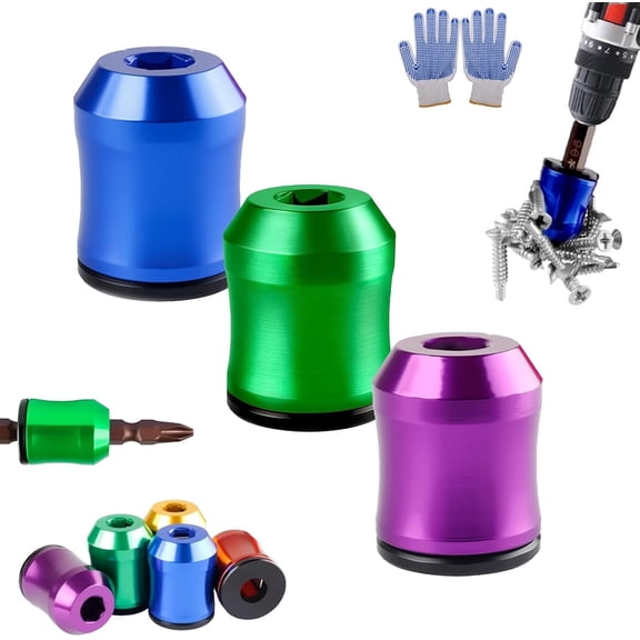 Powerful Magnetic Screwdriver Ring - 1/4 inch/6.35 mm Universal Magnetic Screwdriver Holder with Removable Screwdriver Head Holder for Hex Screwdrivers and Electric Screwdrivers