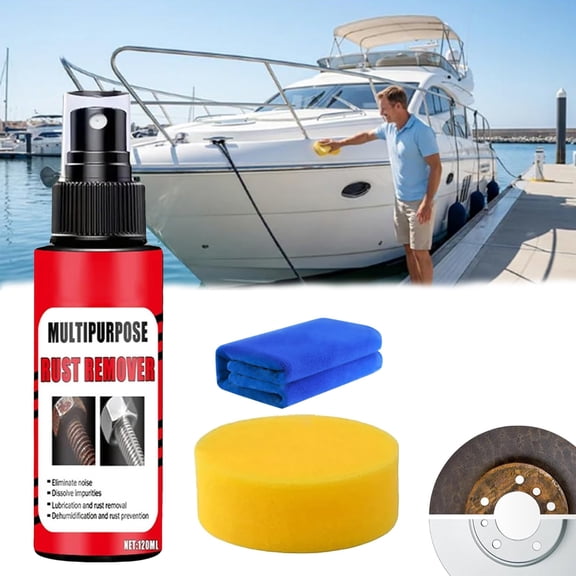 Powerful Marine Rust Remover Spray, Fast-Acting Marine Multi Surface Cleaner, Multi Purpose Heavy Rust Stain Remover, Effective Rusts Removal for Ship Hulls and Railings (1pcs)