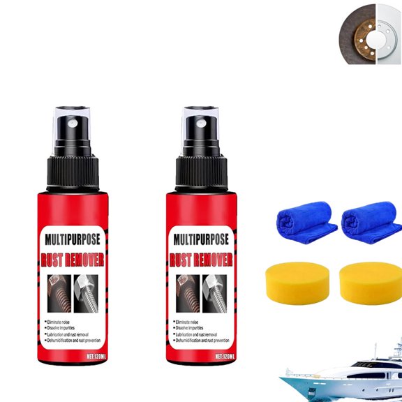 Powerful Marine Rust Remover Spray, Fast-Acting Marine Multi Surface Cleaner, Multi Purpose Heavy Rust Stain Remover, Effective Rusts Removal for Ship Hulls and Railings (2)