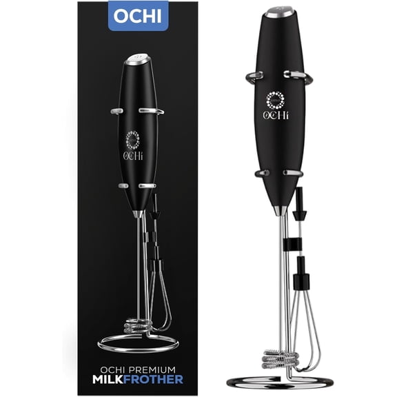 Powerful Milk Frother & Egg Beater - Powerful Electric Handheld Frother & Whisk for Coffee, Lattes, Cappuccino, Hot Chocolate & Coffee Creamer - Ultra Fast Foam Maker & Drink Mixer (Black)