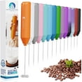 thumbnail image 1 of Powerful Milk Frother Handheld Foam Maker, Mini Whisk Drink Mixer for Coffee, Cappuccino, Latte, Matcha, Hot Chocolate, No Stand, Coral, 1 of 5