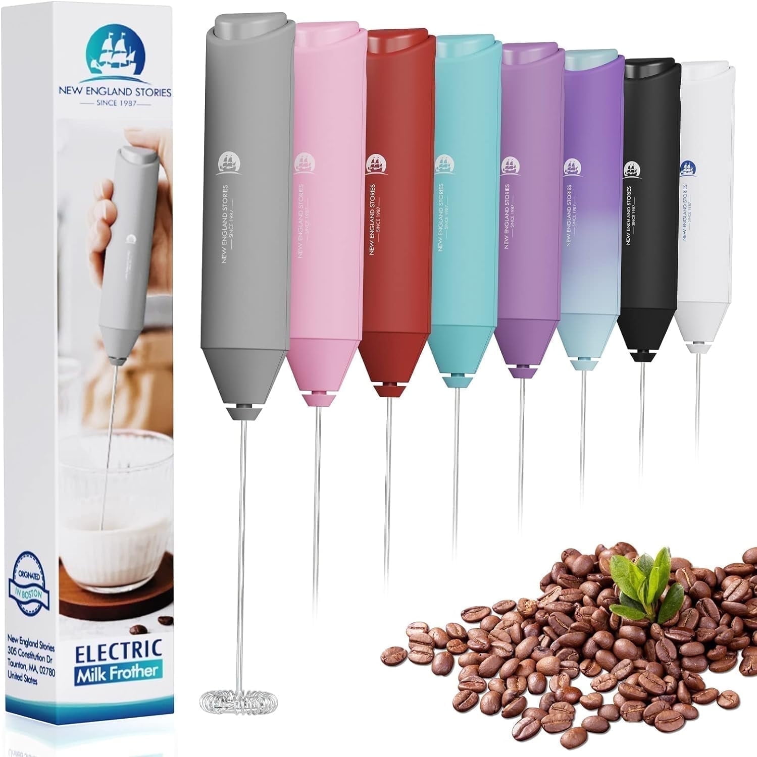 Powerful Milk Frother Handheld Foam Maker, Mini Whisk Drink Mixer for Coffee, Cappuccino, Latte, Matcha, Hot Chocolate, No Stand, Gray