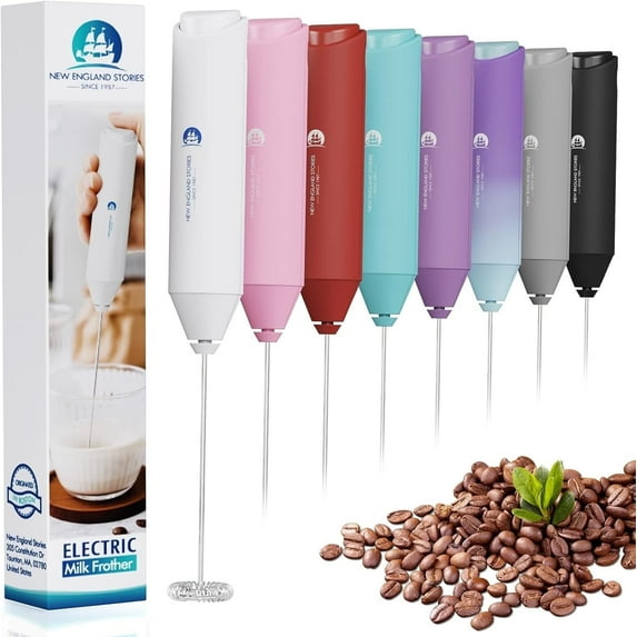 Powerful Milk Frother Handheld Foam Maker, Mini Whisk Drink Mixer for Coffee, Cappuccino, Latte, Matcha, Hot Chocolate, No Stand, White