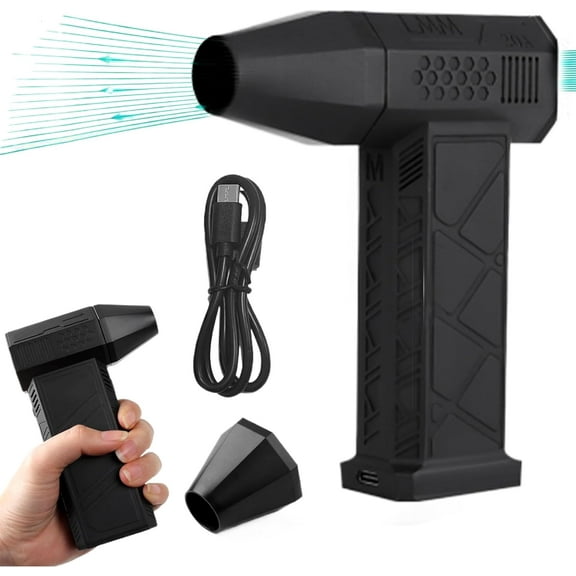 Powerful Mini Jet Dry Blower:130000RPM Electric Turbo Fan Blower,Handheld Rechargeable Blower Turbo Fan,Violent Turbofan for Car, Keyboard, Camera and Pet Hair Cleaning,3 Gear Adjustable (Black)