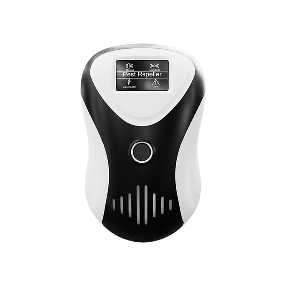 Powerful Mouse Rat Bat Squirrel Repellent with LCD - Ultrasonic & Electromagnetic Waves Black/White