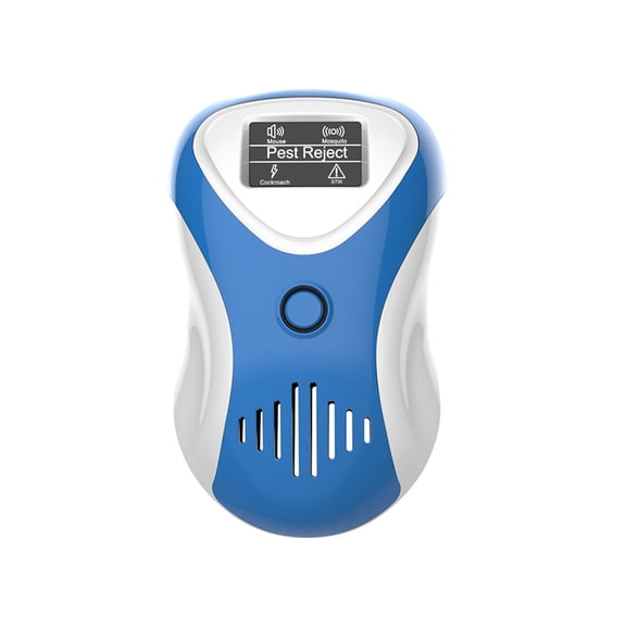 Powerful Mouse Rat Bat Squirrel Repellent with LCD - Ultrasonic Pest Repeller Plug-in Blue-White