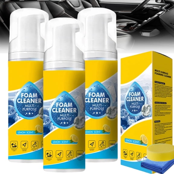 Powerful & Multipurpose Car Interior Foam Cleaner, 4-In-1 Multi-Enzyme Foam Cleaner, Foam Cleaner Spray for Car Interior, Deep Clean Cars,Kitchen,Bathroom,Sofa,Tiles (3pcs)