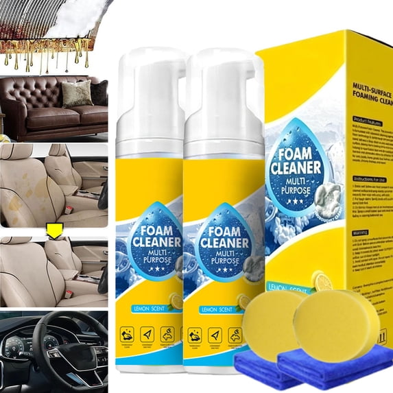 Powerful & Multipurpose Car Interior Foam Cleaner, 4-in-1 Multi-Enzyme Foam Cleaner for Car Interior Detailer Fabric Leather Seat, for Kitchen