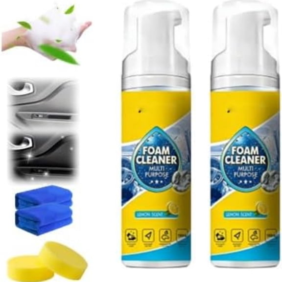 Powerful & Multipurpose Car Interior Foam Cleaner, All-Purpose Rinse-Free Foam Cleaner Spray, Effective Car Interior Cleaner Leather Car Seat Cleaner, for Cars SUVs Trucks (2 Set)