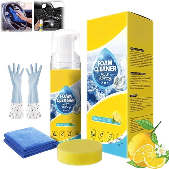 Powerful & Multipurpose Car Interior Foam Cleaner, All-Purpose Rinse-Free Foam Cleaner Spray, Multifunctional Car Interior Cleaner, Foam Cleaner All Purpose for Car, Kitchen, Bathroom(1)