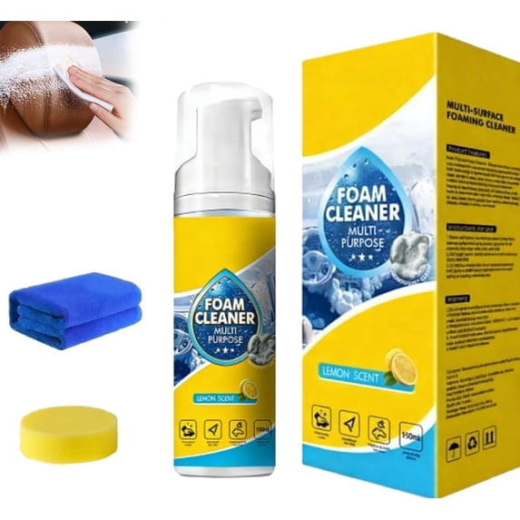Powerful & Multipurpose Car Interior Foam Cleaner, All-Purpose Rinse-Free Foam Cleaner Spray, Quick Spray & Wip, Deep Penetration Rich Foaming Stain Remover for Car & Home (1set)