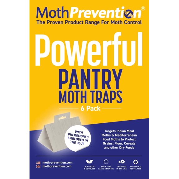 Powerful Pantry Moth Traps Pack of 6 | Moth Killer with Pheromones | Kitchen Moth Trap for Your Home | Maximum Pheromone Dispersal | No Odor