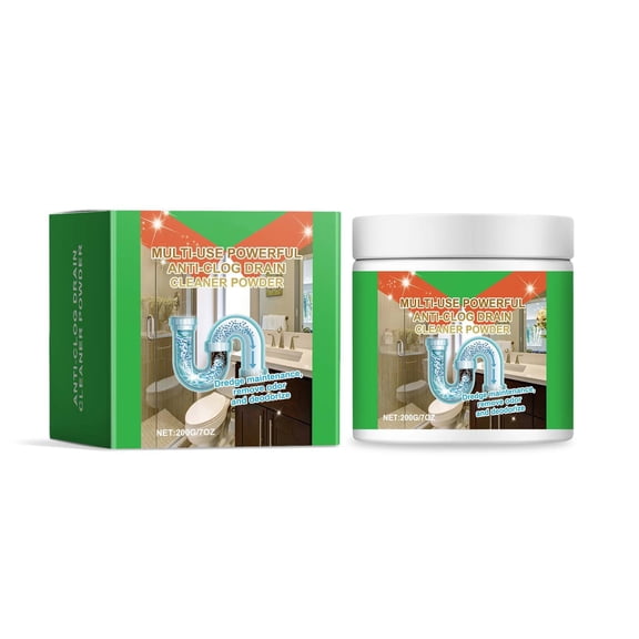 Powerful Pipe Cleaner 200g, Drain Unclogger for Kitchen Sink, Toilet, Shower & Sewer Lines, Dissolves Hair, Grease, Food Waste, Safe for Pipes PVC Septic Tanks, Deodorizer & Cleaner