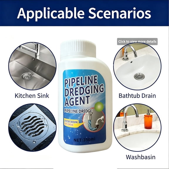 Powerful Pipe Unclogger Powder Drain Cleaner for Kitchen & Bathroom Sinks Fast Dissolves Hair, Grease and Stubborn Drain Clogs