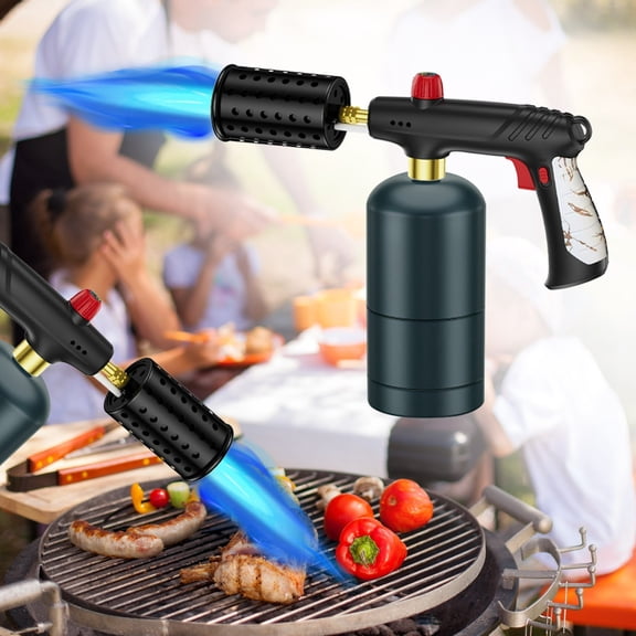 Powerful Propane Cooking Torch with Adjustable Flame, Kitchen Culinary Blow Torch for Sous Vide Steak Searing, BBQ Grilling, Baking, Campfire and Charcoal Starter Outdoor Use