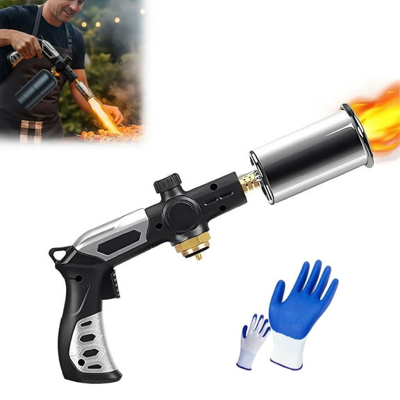 Powerful Propane Torch for Grilling & Cooking - Premium Material Torch with Extended Angle Nozzle, Adjustable Flame Up to 3272°F, Safe Non-Slip Guard for Outdoor BBQ, Culinary Precision