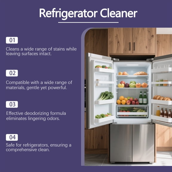 Powerful Refrigerator Cleaner for Odor and Stain Removal - Safe for Food Storage, Easy Spray Application, Versatile Kitchen Cleaning