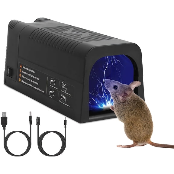 Powerful Reusable Electric Mouse Trap Zapper with USB Power and LED Light, Humane Indoor Rat Trap for Home Use