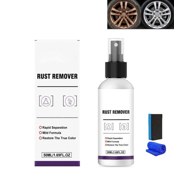 Powerful Rust Remover for Car Paint & Wheels, 50 Ml Rust Remover for Metal, Multi-purpose Heavy Rusts Removers Spray, Fast-Acting Oxidation Removers, Easy to Sprays