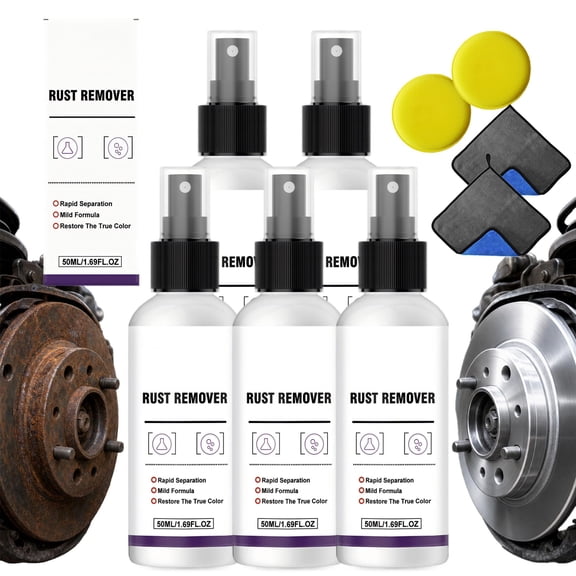 Powerful Rust Remover for Car Paint & Wheels, Powerful Wheel and Tire Cleaner Spray, Iron Remover Car Detailing, for Wheels, Paint, and Metal Surface(5Pcs)