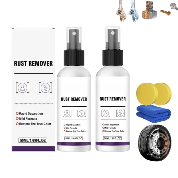 Powerful Rust Remover for Car Paint &Wheels,50 Ml Iron Powder Remover,Metal Paint Cleaner Spray, Iron Remover Car Detailing