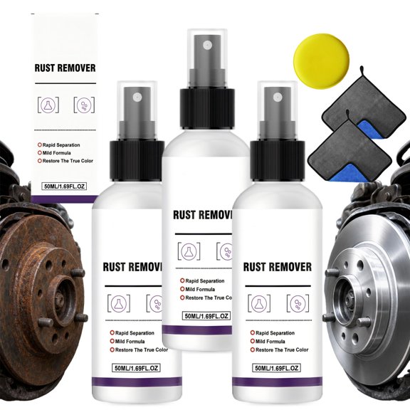 Powerful Rust Remover for Car Paint & Wheels, 50ml, Car Rust Removal Spray, Quickly Removesrust from Wheels, Rims,and Metal Surfaces(3Pcs)