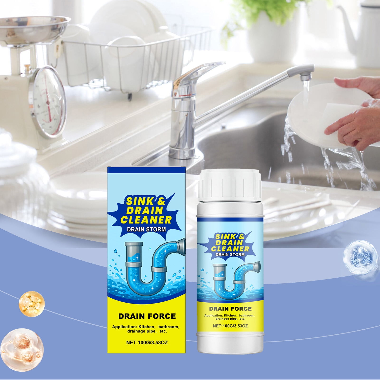 Powerful Sink and Drain Pipe Cleaner, Unscented Solid Clog Remover ...