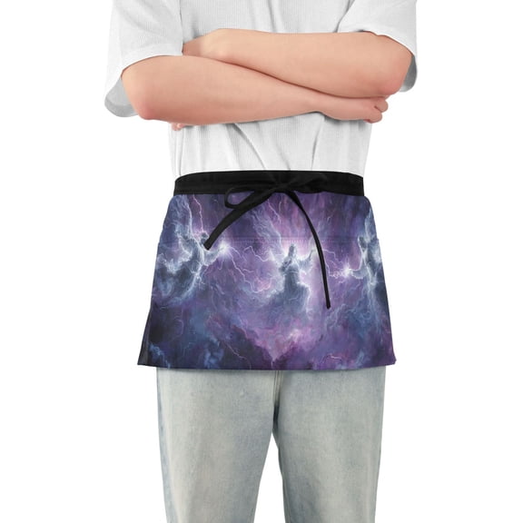 Powerful Skeleton Flying Short Server Apron with 3 Pockets for Unisex Chef Gardening