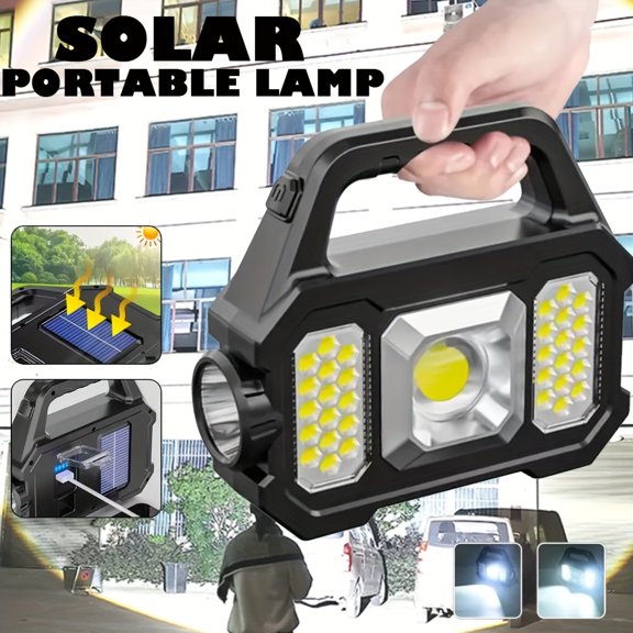 Powerful Solar Outdoor Multifunctional Work Light, Long-Distance LED Torch, C-Shaped Rechargeable Camping Search Lamp, COB Outdoor Emergency Ultra-Bright Light