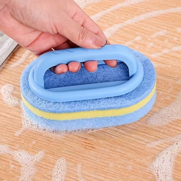 Powerful Sponge Eraser Cleaner with Handle - 4 Pack for Effortless Kitchen, Bathroom, and Pool Cleaning