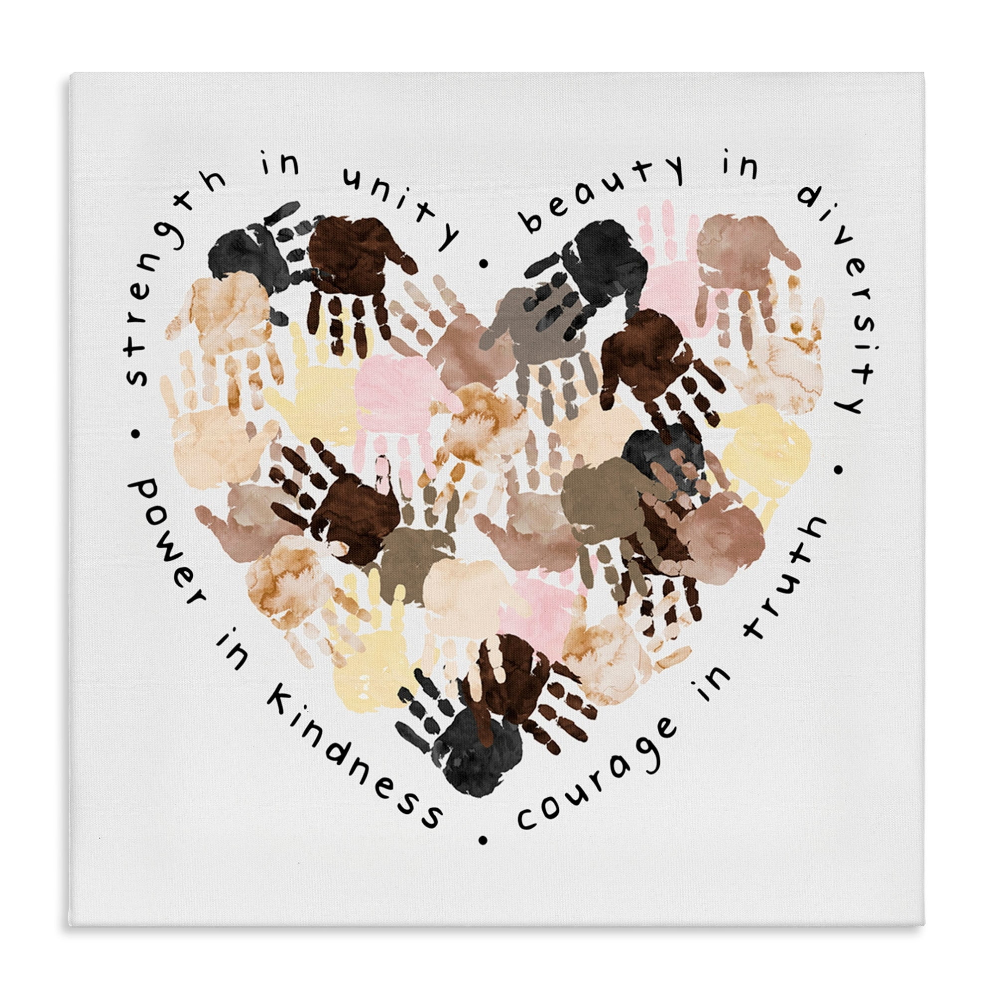 Unity Handprint Heart Canvas Wall Art for Kids, 17x17, Multicolor