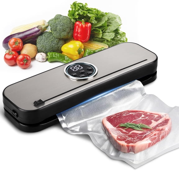 Powerful Vacuum Sealer Machine, Multi-Functional Food Sealer with 30 Vacuum BagsM+L, Compact Food Sealer for Kitchen Storage & Meal Prep, External Vacuum System & Accessory Tube Set