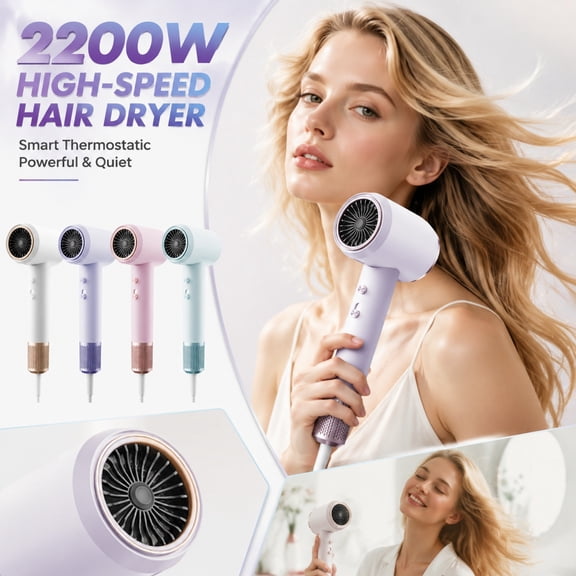 Powerful Yet Peaceful Hair Dryer That Dries Thick Curly Or Fine Hair In Minutes Without Heat Damage, Dual Control Knobs For Precise Temp White