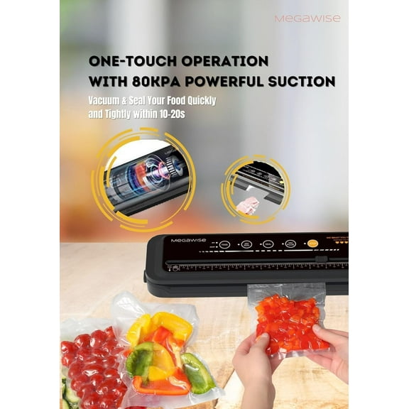 Powerful and Compact Vacuum Sealer  One-Touch Automatic Food Sealer