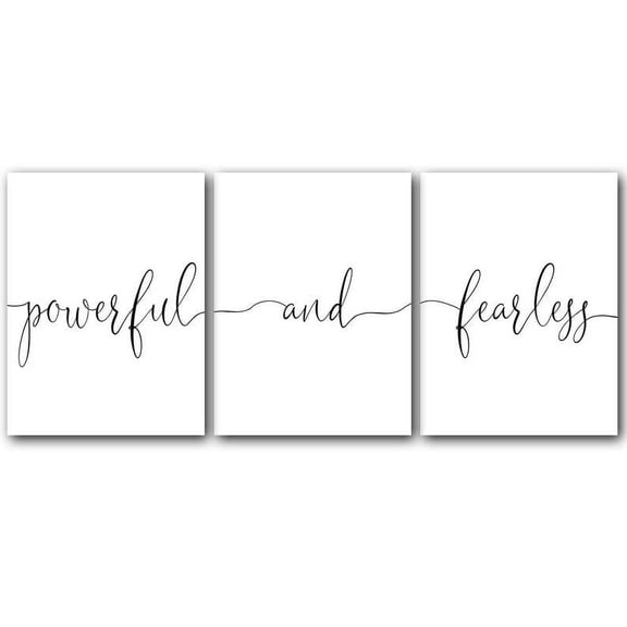 Powerful and Fearless, Set of 3 Poster Prints, Home Wall Dcor, Motivational/Inspirational Quote