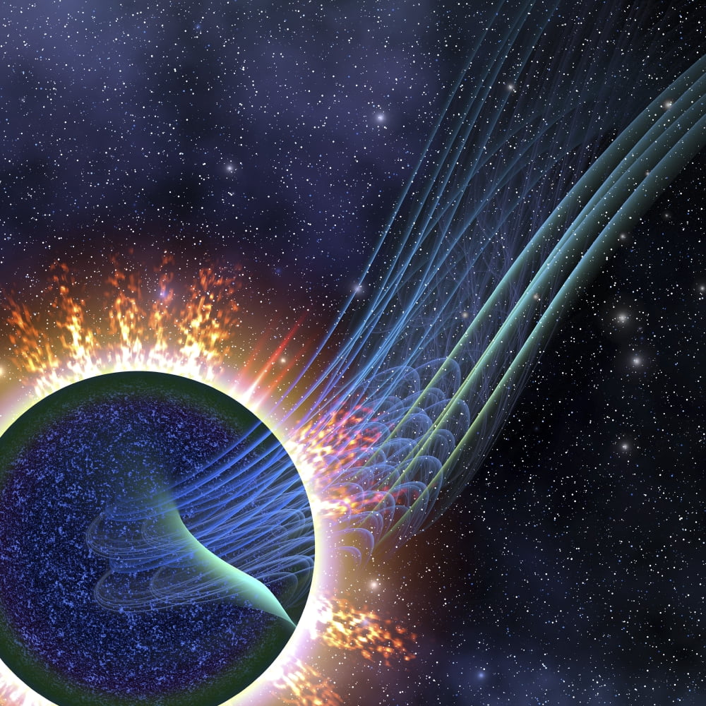 Powerful energies surge out into space from this gas giant Canvas Art - Corey FordStocktrek Images (28 x 28)