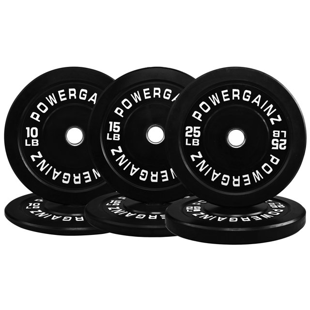 Powergainz Olympic Bumper Plate Weight Plate with Steel Hub, 160 lbs Set