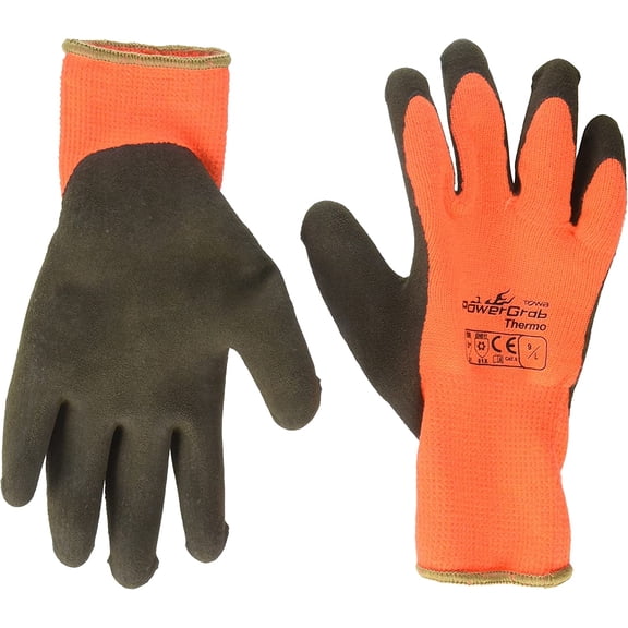 Powergrab 3 Pack 41-1400 Thermal Hi-Vis Orange/Black Cold Condition Work Gloves (Large)