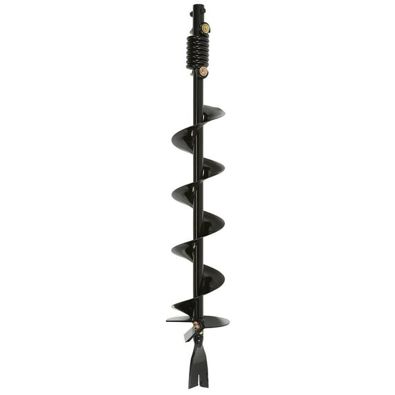 Powerhorse 6in. Earth Auger Drill Bit, 36in.L, Powder-Coat, Abrasion-Resistant Blade, Replaceable Fishtail Point, Flex Coil Shock Absorption, (Auger Bit Only)