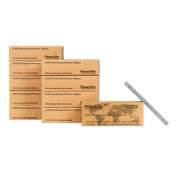 Powerhouse Premium 26/6 Standard Staples - Full-Strip Chisel Pointed Bulk Staples, Compatible with Standard Staplers, Ideal for Office & Heavy Duty Use (50,000)