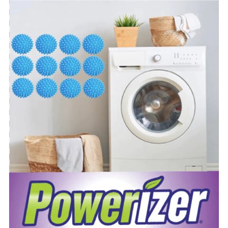 Powerizer Laundry Dryer Balls 12 Pack- Reusable, Alternative to Dryer Sheets and Fabric Softener. Reduce Drying time