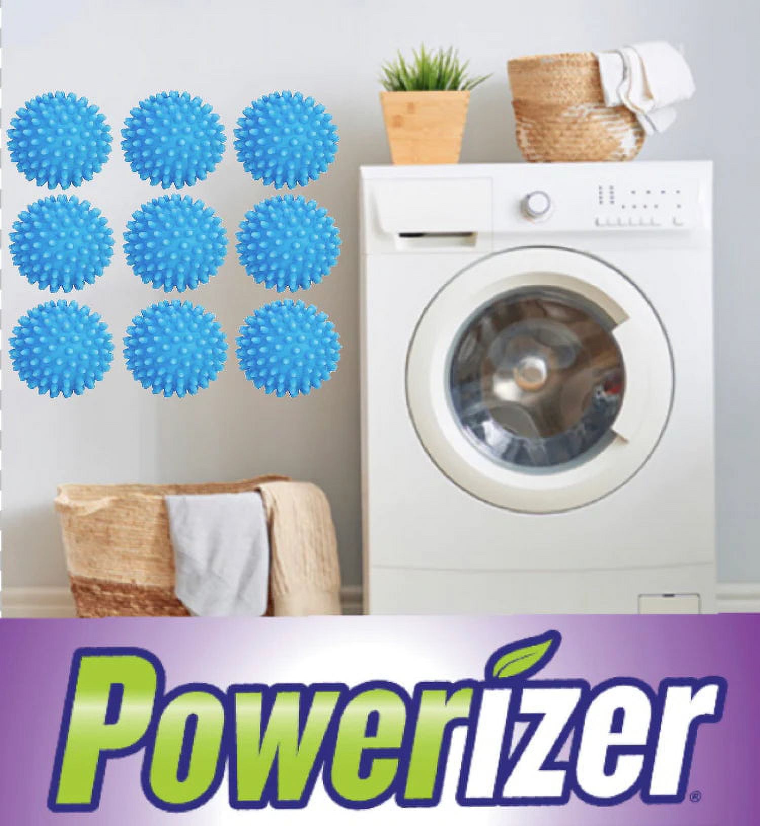 Powerizer Laundry Dryer Balls 9 Pack Reusable, Alternative to Dryer Sheets and Fabric Softener