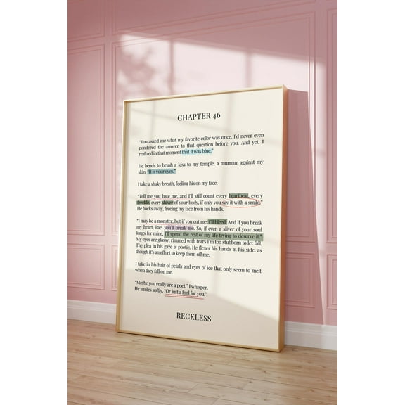 Powerless Quote Poster, Lauren Roberts Quotes, Book Quote Poster, Book Lover Wall Art, Paedyn Grey, Kai Azer, Book Lover Art,, Unframed Poster Size 16x24 F03.1.14l2510