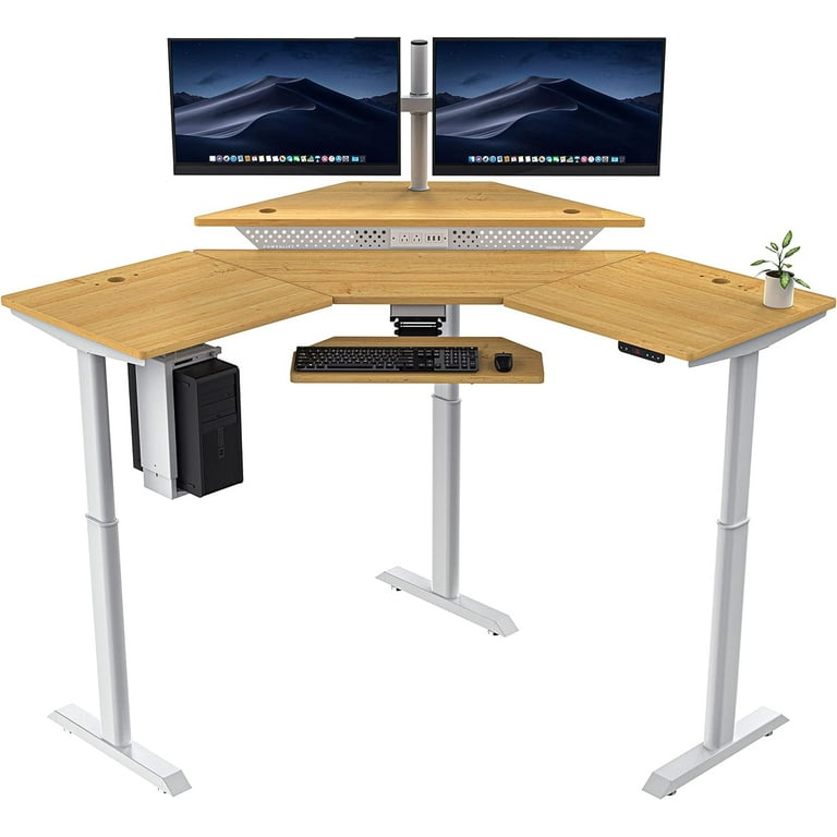 VersaDesk® Powerlift 60" x 72" L-Shaped Standing Desk Workstation