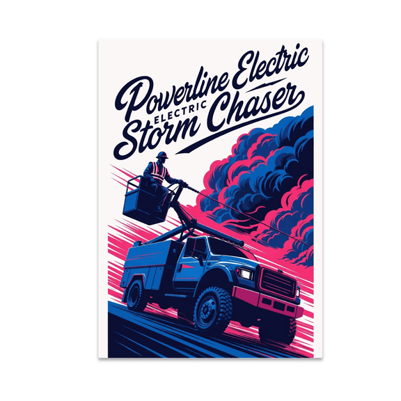 Powerline Electric Storm Chaser Wall Decor - Lineman Enthusiast - 13x19 Poster Print