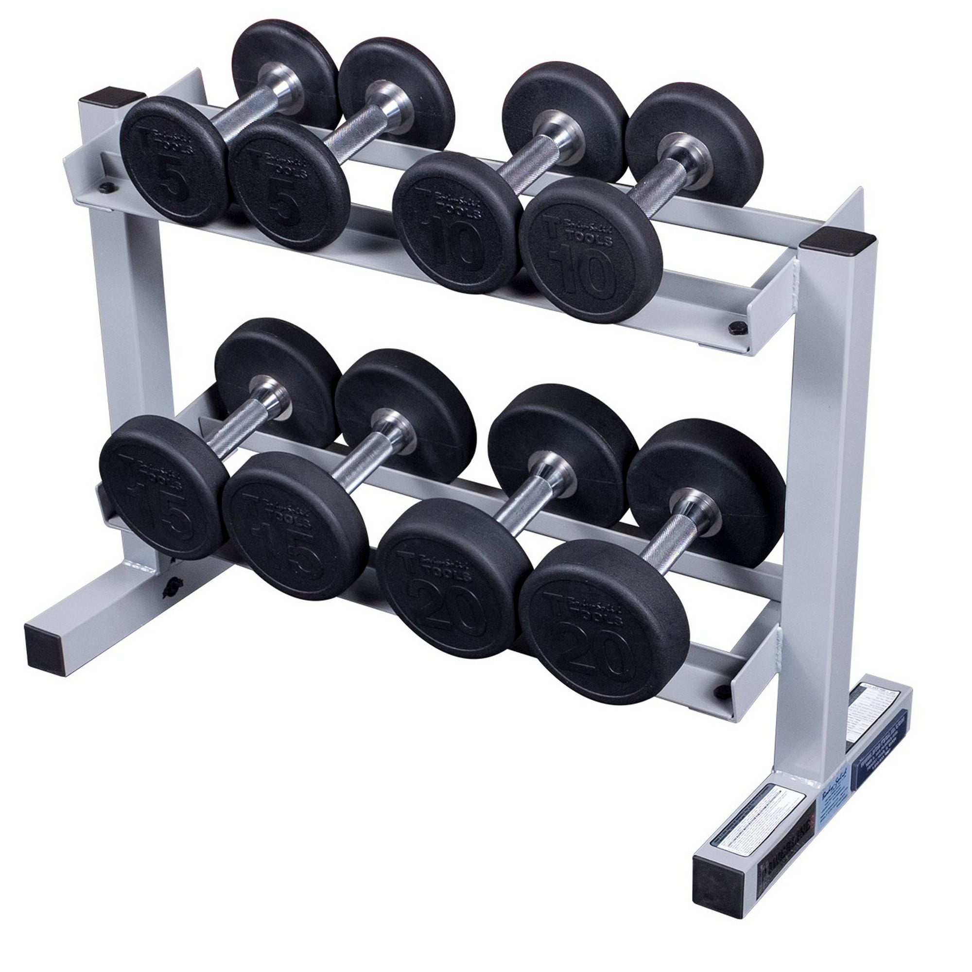 Powerline PDR282X DP100 Dumbbell Rack with 5 20 lbs Premium Rubber Dumbbell Set Walmart