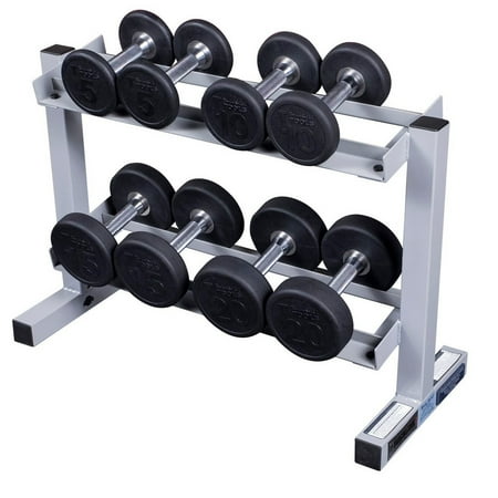 Powerline - PDR282X-DP100 Dumbbell Rack with 5-20 lbs Premium Rubber Dumbbell Set