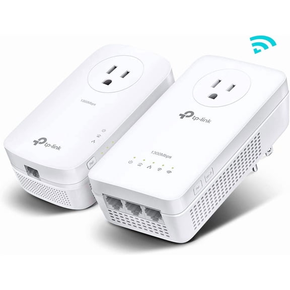 Powerline WiFi Extender TL-WPA8631P KIT- Includes AV1300 Powerline Network Adapter and AC1200 Dual Band Extender, 2x2 MIMO, 3 Gigabit Ports, Passthrough, Plug & Play, Free Expert Support