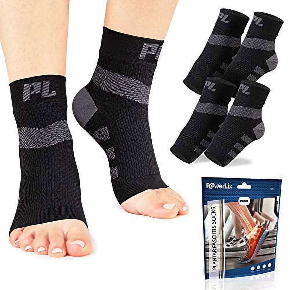 Powerlix Plantar fasciitis socks (2 Pairs) for Neuropathy Toeless